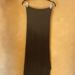 Black High Waist Maxi Skirt with Cinched Waist